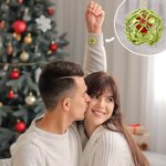 Personalized Christmas Mistletoe Ball Necklace Ornament with Sliding Heart Name Charm Holiday Christmas Party Decor Couple Valentine Anniversary Gift