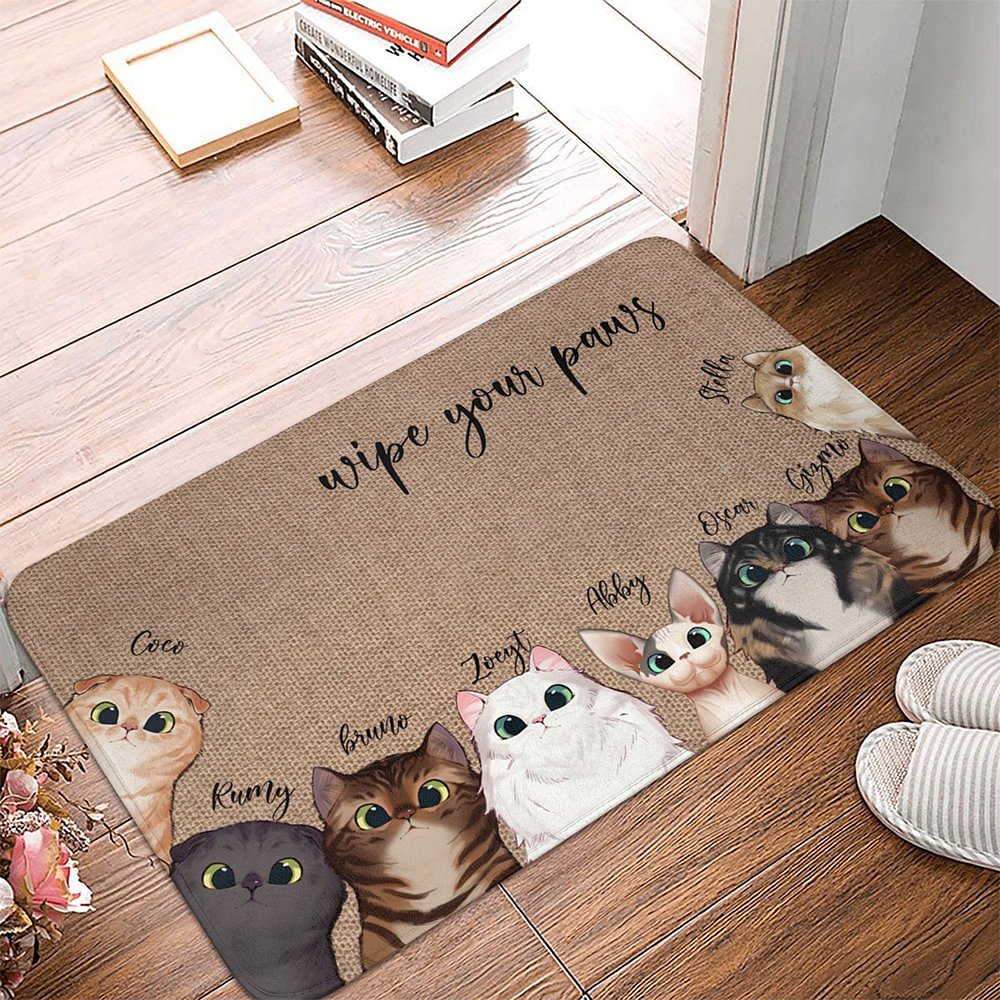 Hugs Idea Zerbino Con Gatto In Morbida Flanella - Tappetino Antiscivolo 40x60cm, Assorbe Acqua E Polvere, Moderno, Lavabile