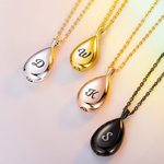 Collier d'Urne de Cendre Personnalisé avec Texte Pendentif Gravé en Forme de Goutte d'Eau Cadeau Commémoratif pour Femme