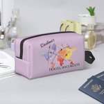Personalized Colorful Large Capacity Square Travel Document Holder Zip Pouch with Name Gift for Her