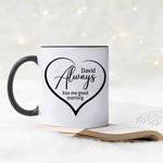 Taza de café personalizada 'Kiss Me Good Morning' con nombre para aniversario o Día de San Valentín para parejas