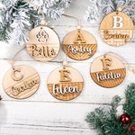 Personalizado 3D de madera hecho a mano ornamento rústico con el nombre de corte regalo de Navidad para la familia amigo