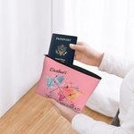 Personalized Colorful Trapezoid Travel Document Holder Zip Pouch with Name Christmas Gift for Family Friend