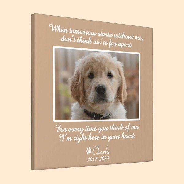 Personalized Pet Photo Canvas Painting Wall Decor with Text Memorial Gift for Pet Lover