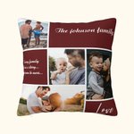 Housse de Coussin Multicolore Personnalisée avec Collage de 4 Photos et Textes Cadeau de Remerciement pour Amis Famille