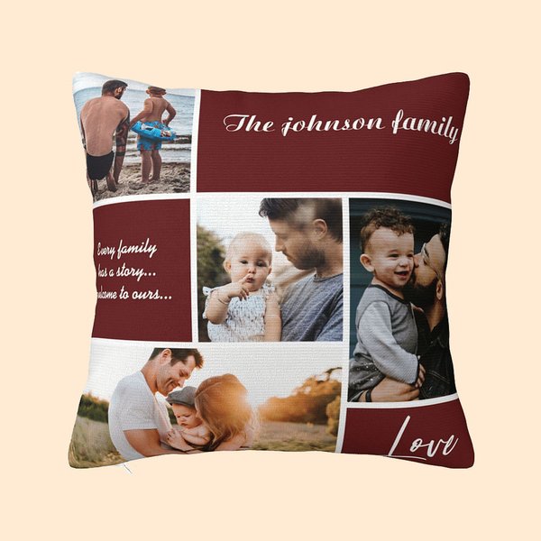 Personalisierte Multicolor Familie 4 Fotos Collage werfen Kissenabdeckung Kissenabdeckung Thanksgiving Geschenk Weihnachtsgeschenk für Freund und Fami