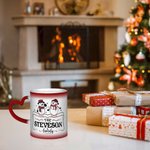 Gepersonaliseerde Keramische Kerst Sneeuwpoppen Mok met Namen Hart Handvat 11oz Koffie Thee Kop Kerstcadeau voor Familie Koppels