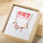 Personalized Sorority Greek Letters Necklace with Engraved Heart Charm and Card College Graduation Gift for Friends Girls