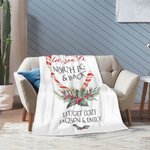 Personalisierte Liebe Sie zum Nordpol & zurück Fleecedecke mit Herz Zuckerstange Design Weihnachtsgeschenk für Familie Paar