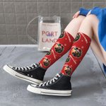 Personalized Multi-Color Face Photo Crew Socks Knee High Socks Soft and Breathable Christmas Gift for Friend Family