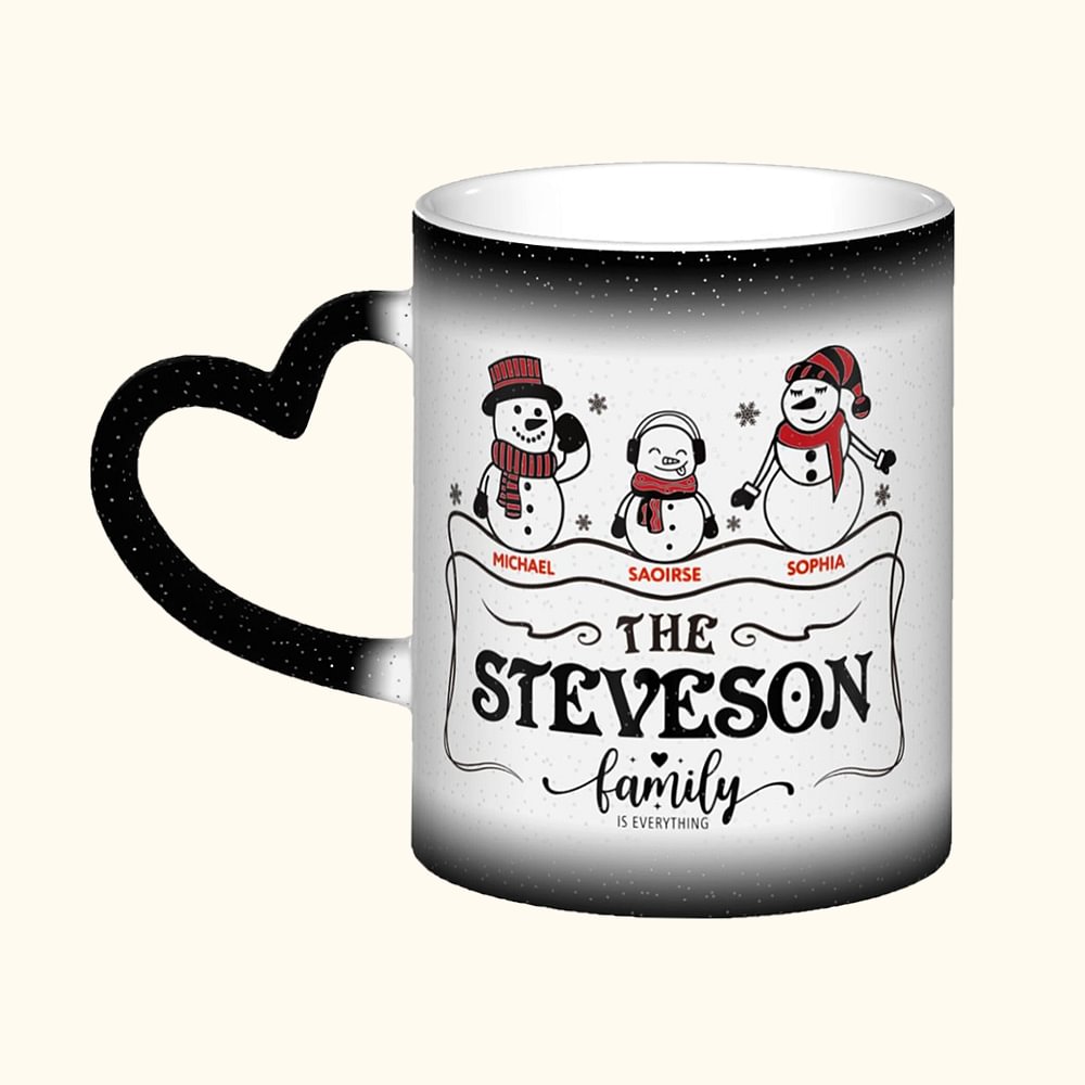 Tasse de Noël personnalisée en céramique avec nom et poignée en forme de coeur Tasse de café et de thé 11oz Cadeau de Noël pour la famille et les couples