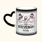 Gepersonaliseerde Keramische Kerst Sneeuwpoppen Mok met Namen Hart Handvat 11oz Koffie Thee Kop Kerstcadeau voor Familie Koppels