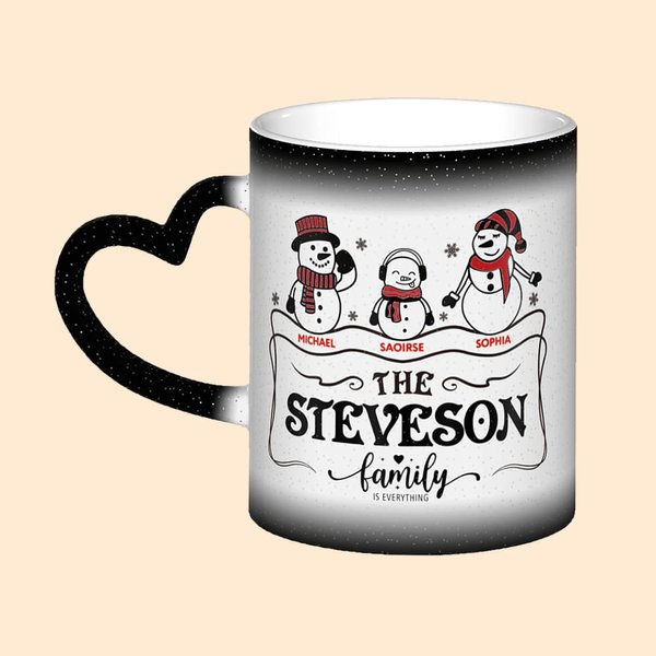 Personlig keramisk julsnögubbe mugg med namn hjärta handtag 11oz kaffe te kopp julklapp för familj par