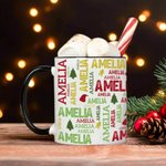Personalised Christmas Word Cloud Mug with Name 11oz 15oz Coffee Cup Christmas Gift for Family Friend