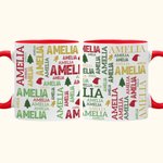 Personalised Christmas Word Cloud Mug with Name 11oz 15oz Coffee Cup Christmas Gift for Family Friend