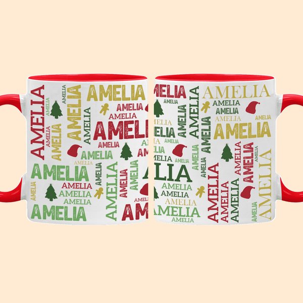 Personalized Christmas Word Cloud Mug with Name 11oz 15oz Coffee Cup Christmas Gift for Family Friend