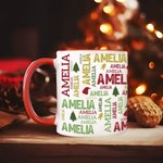 Personalised Christmas Word Cloud Mug with Name 11oz 15oz Coffee Cup Christmas Gift for Family Friend