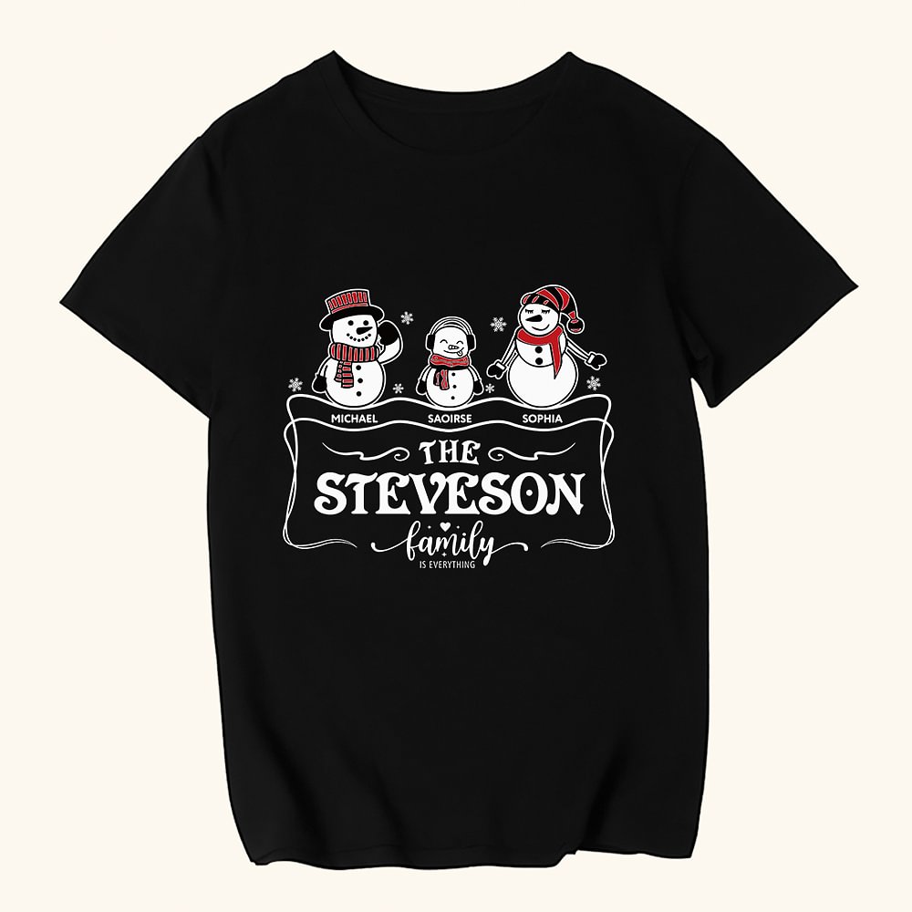 Personnalisé Noël famille bonhomme de neige assorti chemise bébé Onesie avec 1-5 noms Noël cadeau de vacances pour mère père enfants