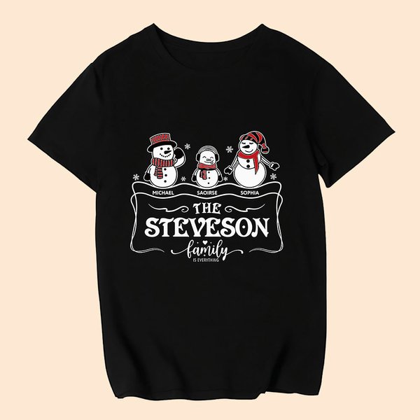 Personalizzato Natale famiglia pupazzo di neve abbinato camicia bambino Onesie con 1-5 nomi Natale Holiday Gift per madre padre bambini