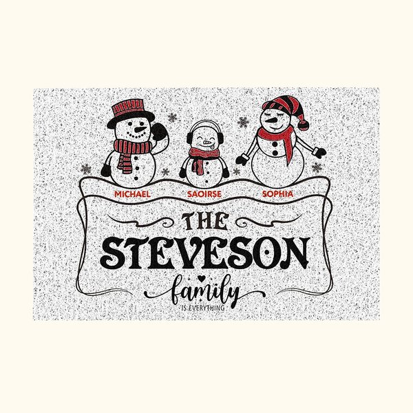 Alfombrilla de PVC Personalizada Copos de Nieve Muñecos de Nieve Decoración para la Cocina Exterior Interior de Navidad Regalo para la Familia
