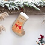 Personalizar lindo oso de vacaciones de la media de Navidad con el nombre del árbol de Navidad Decoración de regalo para los niños de la familia