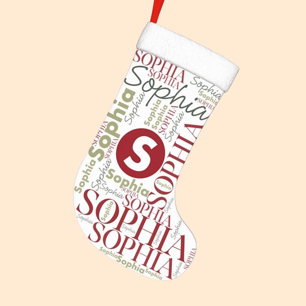 Gepersonaliseerde Woordwolk Kerstkous met Herhalende Naam Haard Decor Kerstcadeau voor Familie Kind