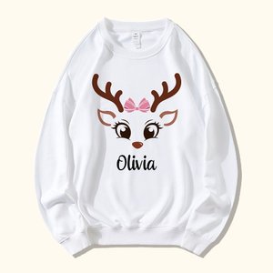 T-shirt personnalisé visage de renne Sweatshirt bébé Onesie Family Christmas Cute Christmas Holiday Party Gift for Parent Child