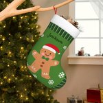 Bas de Noël Personnalisé avec Nom et Motif Elfe Bonhomme en Pain d'Épice Père Noël Décoration Sapin Cadeau de Noël pour Enfants Amis