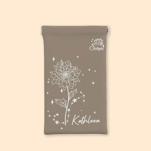 Pochette à Lunettes Personnalisée avec Signe du Zodiaque Fleur de Naissance Nom Cadea Fête Aniversaire pour Femme