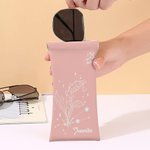 Pochette à Lunettes Personnalisée avec Signe du Zodiaque Fleur de Naissance Nom Cadea Fête Aniversaire pour Femme