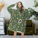 Personalisierte mehrfarbige Haustier Foto Decke Hoodie mit Paw Bone Print und Name Geburtstag Weihnachten Memorial Geschenk für Tierliebhaber