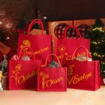 Personalisierte Rote Jute Tragtasche und Geburtsblume & Name Geburtstag Weihnachten Geschenk für Damen Familie