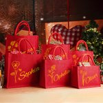 Personalisierte Rote Jute Tragtasche und Geburtsblume & Name Geburtstag Weihnachten Geschenk für Damen Familie