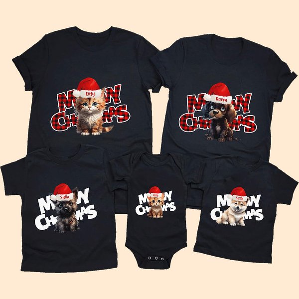 Meowy Christmas T-shirt Baby Onesie Santa Hat