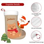 Personalizar lindo oso de vacaciones de la media de Navidad con el nombre del árbol de Navidad Decoración de regalo para los niños de la familia