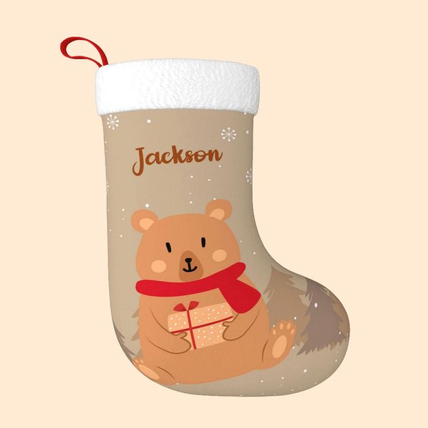 Personaliseer Schattige Vakantie Beer Kerstkous met Naam Kerstboom Decoratie Cadeau voor Kinderen Familie