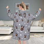 Personalisierte mehrfarbige Haustier Foto Decke Hoodie mit Paw Bone Print und Name Geburtstag Weihnachten Memorial Geschenk für Tierliebhaber