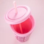 Personalized Reusable Pink Doll Inspired 24oz Tumbler with Lid Straw Holographic Sticker Name Cup Birthday Gift for Her