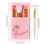 Set de Brochas de Maquillaje Personalizado 5 Pzs Flor de Nacimiento con Organizador de Brochas de Maquillaje y Espejo Regalo para Mujeres Niñas