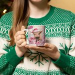 Tazza personalizzata in ceramica rosa floreale con mucca Highland con nome Regalo di Natale per donne ragazze amanti delle mucche Highland