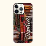 Personalizzato Biblioteca Libro Design retrò Custodia per telefono con nome Regalo di Natale Regalo di ritorno a scuola per gli amanti dei libri