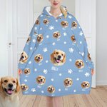 Personalisierte mehrfarbige Haustier Foto Decke Hoodie mit Paw Bone Print und Name Geburtstag Weihnachten Memorial Geschenk für Tierliebhaber