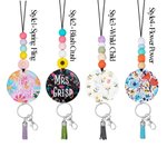 Personalized Spring Floral Teacher Lanyard for Keys Badge Teacher Appreciation Thanksgiving Gift for Teacher