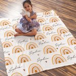 Personalisierte Boho Regenbogen Babydecke mit Namen weich und warm Neugeborenen Party Geburtstag Geschenk für Kinder neue Mama