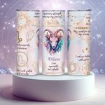 Personlig Zodiac 20oz Skinny Name Tumbler Constellation Affirmation Kaffekopp med sugrör Födelsedag Jubileum Astrologi Present till familj vän