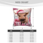 Vaca Highland Floral Rosa Personalizada Funda Almohada Decoración Hogar con Nombre Regalo de Navidad para Mujer Niña Amante de la Vaca Highland