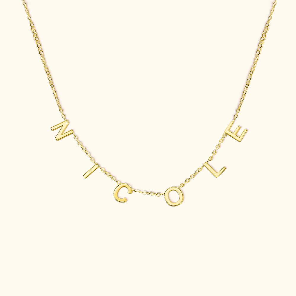 Collier Prénom de Lettre Séparée Collier Personnalisé avec Nom Minimaliste 1-8 Lettre  Cadeau Anniversaire Saint-Valentin pour Femme