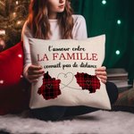 Housse de Coussin Personnalisé avec Titre et Motif Deux États Pas de Distance Entre l'Amour Entre la Famille Cadeau Noël pour Famille Amis Couple