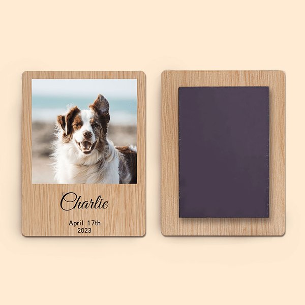 Aimant photo Save the Date en bois personnalisé avec nom date décoration maison anniversaire cadeau commémoratif pour famille ami couple