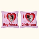 Funda de cojín personalizada con foto de corazón I Love My Boy/Girlfriend Funda de cojín Sweet Home Decor Regalo de aniversario de San Valentín para p